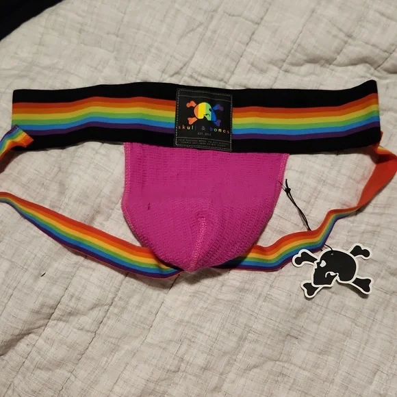 🆕 Skull & Bones Pride Locker Room Jockstrap - XL (34-36) 🏳️🌈 - Picture 3 of 6